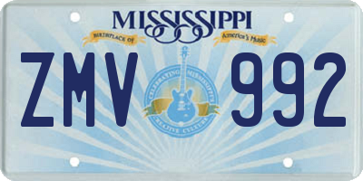 MS license plate ZMV992