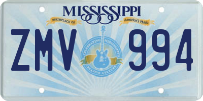 MS license plate ZMV994