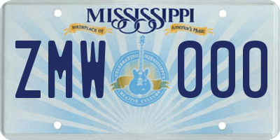 MS license plate ZMW000
