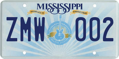 MS license plate ZMW002