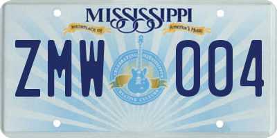 MS license plate ZMW004