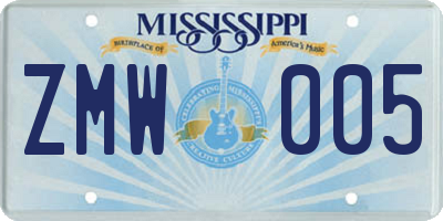 MS license plate ZMW005