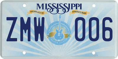 MS license plate ZMW006