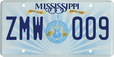 MS license plate ZMW009