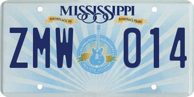 MS license plate ZMW014