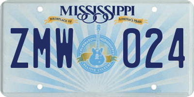 MS license plate ZMW024