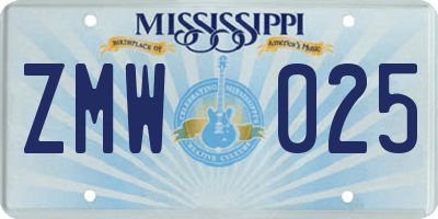 MS license plate ZMW025
