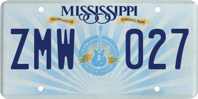 MS license plate ZMW027