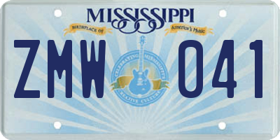 MS license plate ZMW041