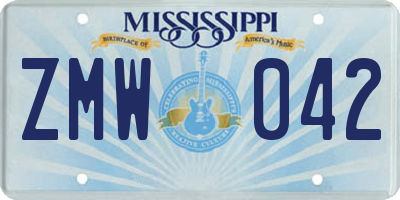MS license plate ZMW042