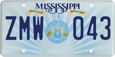MS license plate ZMW043