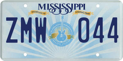 MS license plate ZMW044