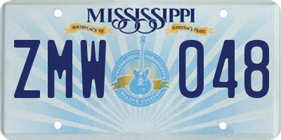MS license plate ZMW048