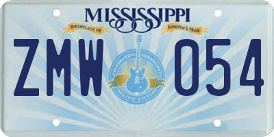 MS license plate ZMW054