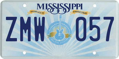 MS license plate ZMW057