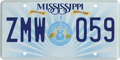 MS license plate ZMW059