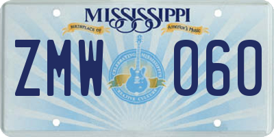 MS license plate ZMW060