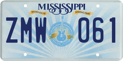 MS license plate ZMW061
