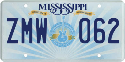 MS license plate ZMW062