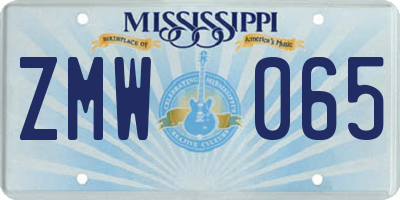 MS license plate ZMW065