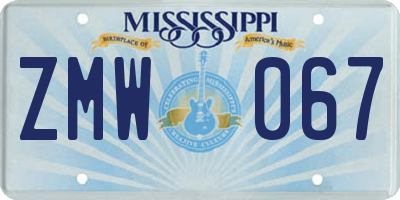 MS license plate ZMW067