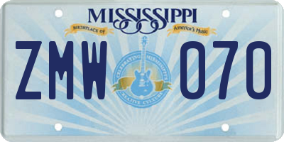 MS license plate ZMW070