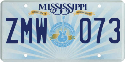 MS license plate ZMW073