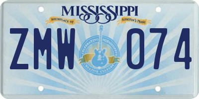 MS license plate ZMW074