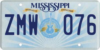 MS license plate ZMW076