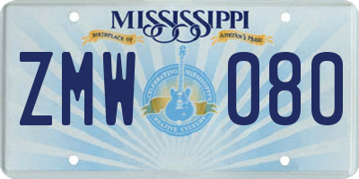 MS license plate ZMW080