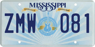 MS license plate ZMW081