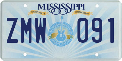 MS license plate ZMW091