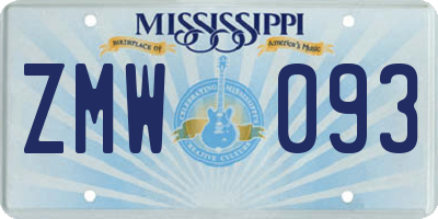 MS license plate ZMW093