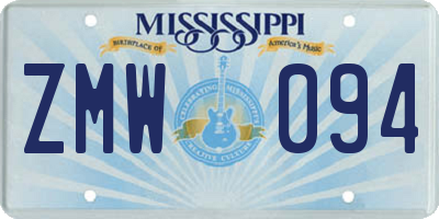 MS license plate ZMW094