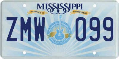 MS license plate ZMW099