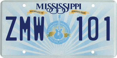 MS license plate ZMW101