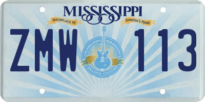 MS license plate ZMW113