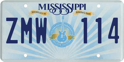 MS license plate ZMW114