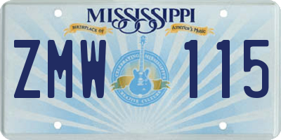MS license plate ZMW115