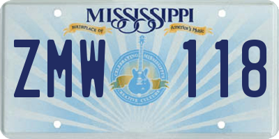 MS license plate ZMW118