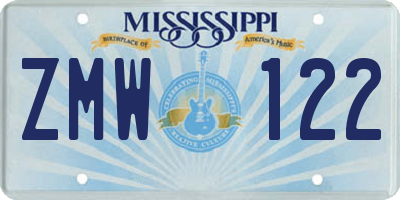 MS license plate ZMW122