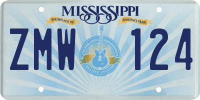 MS license plate ZMW124