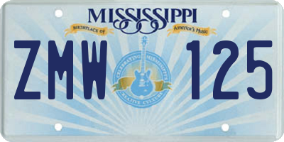 MS license plate ZMW125