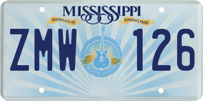 MS license plate ZMW126