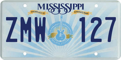 MS license plate ZMW127