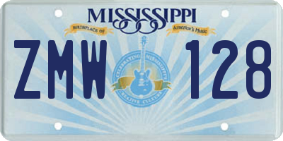 MS license plate ZMW128