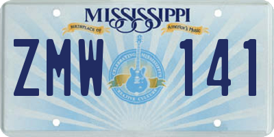 MS license plate ZMW141