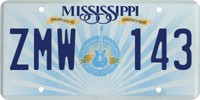 MS license plate ZMW143