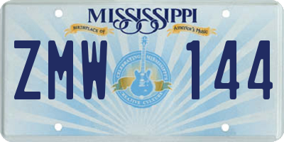 MS license plate ZMW144