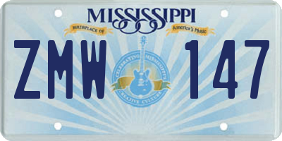MS license plate ZMW147